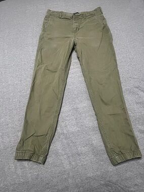 Men's Olive Green Elastic-Cuff Jogger Pants